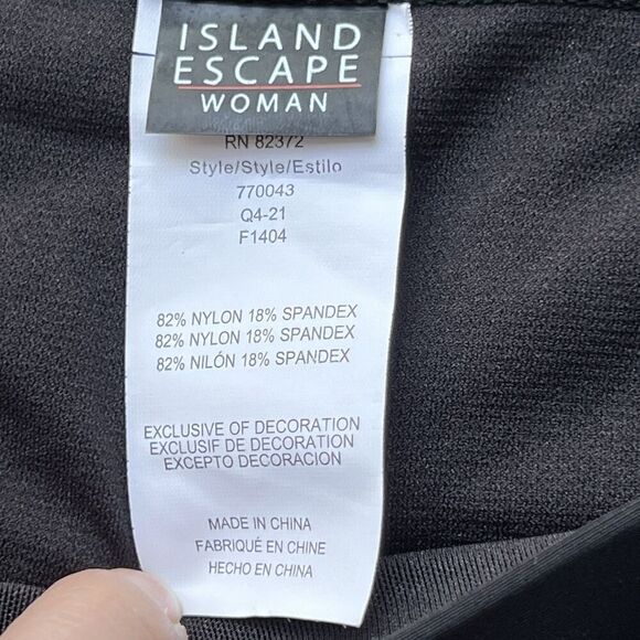 ISLAND ESCAPE Black High Waist Tummy Control Ruched Swim Bottoms Plus Size 22W - Picture 5 of 6